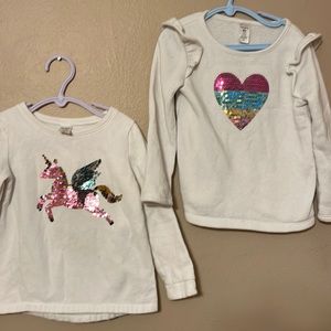 2 girls’ sequined sweatshirts, used
